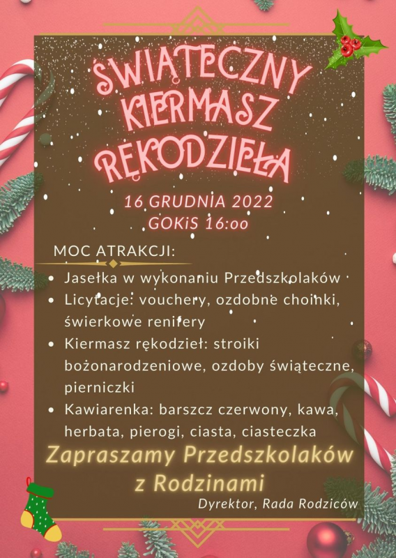 Grafika #0: Zapraszamy na Świąteczny Kiermasz Rękodzieła