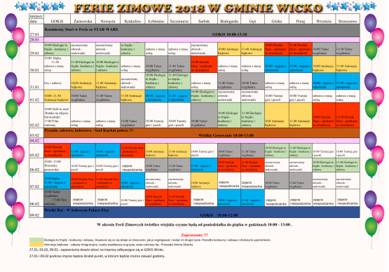 Grafika #0: Ferie zimowe w GOKiS w Wicku
