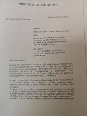 Grafika #0: Minister Edukacji Narodowej o rekrutacji do placówek oświatowych!