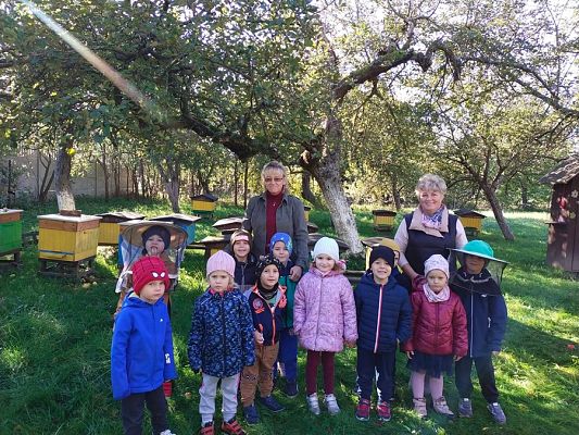 Grafika #0: Przedszkolaki u pszczółek-wyjście do pasieki
